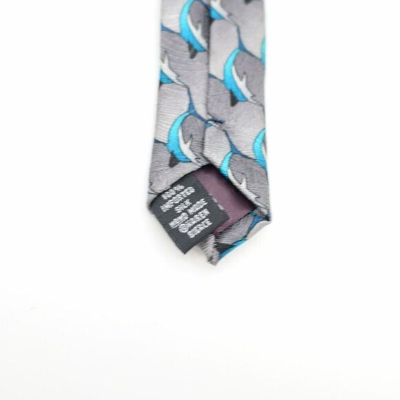 The Nature Conservancy's Gray Teal Dolphin Jacquard Print Wide Silk Tie - Picture 5 of 7